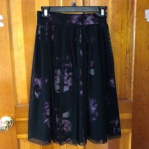 TAHARI floral/mesh midi skirt
